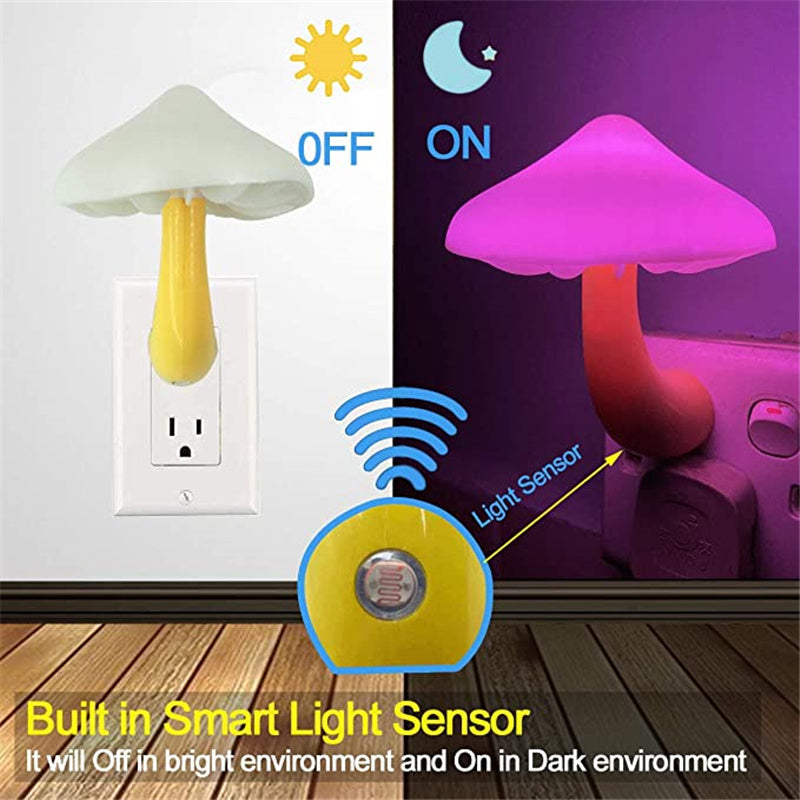 Candeeiro Cogumelo LED com Sensor | Luz Noturna Mágica