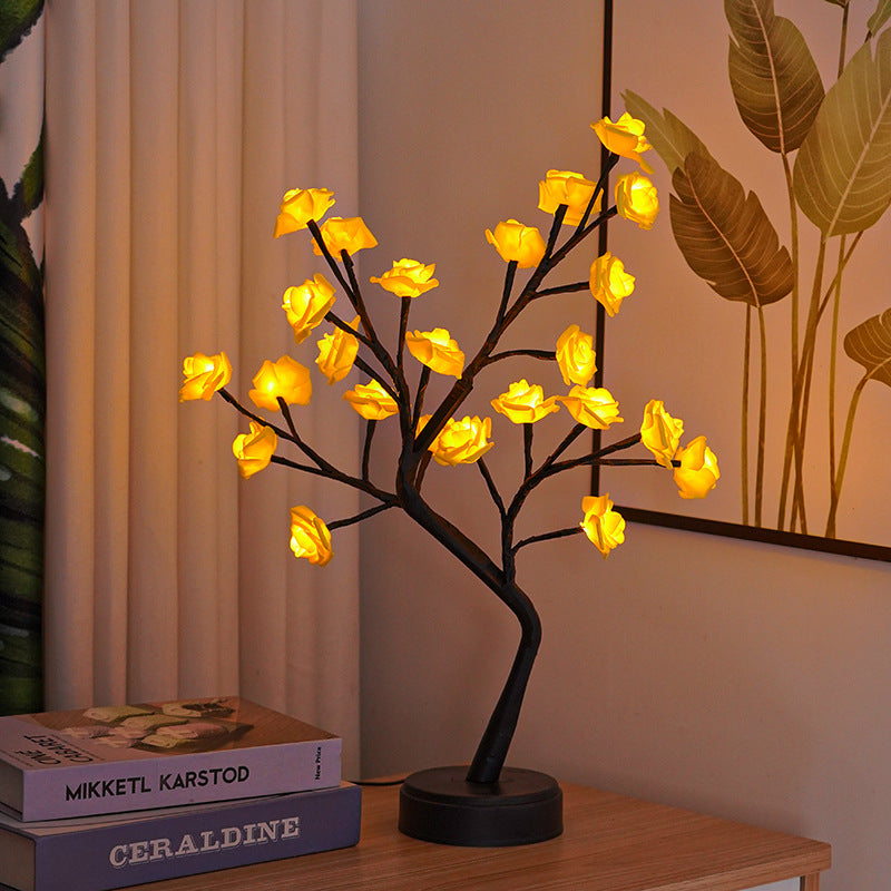 Candeeiro Árvore de Rosas LED – Luz de Mesa USB para Decoração & Presente