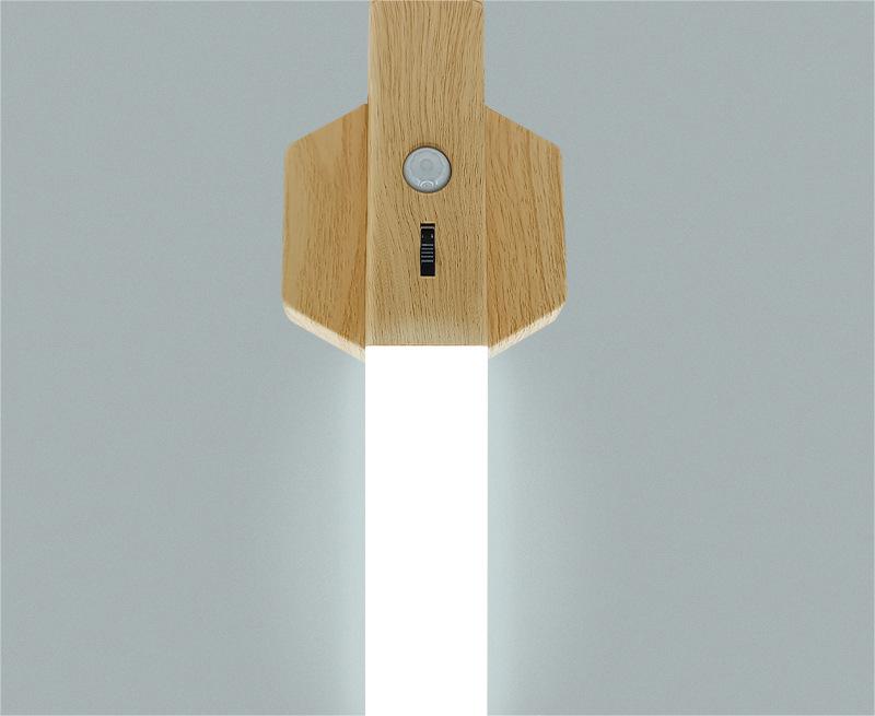 Candeeiro de Mesa em Madeira com Sensor LED – Luz Noturna Elegante para Casa