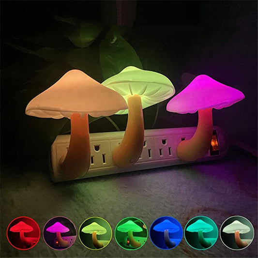 Candeeiro Cogumelo LED com Sensor | Luz Noturna Mágica
