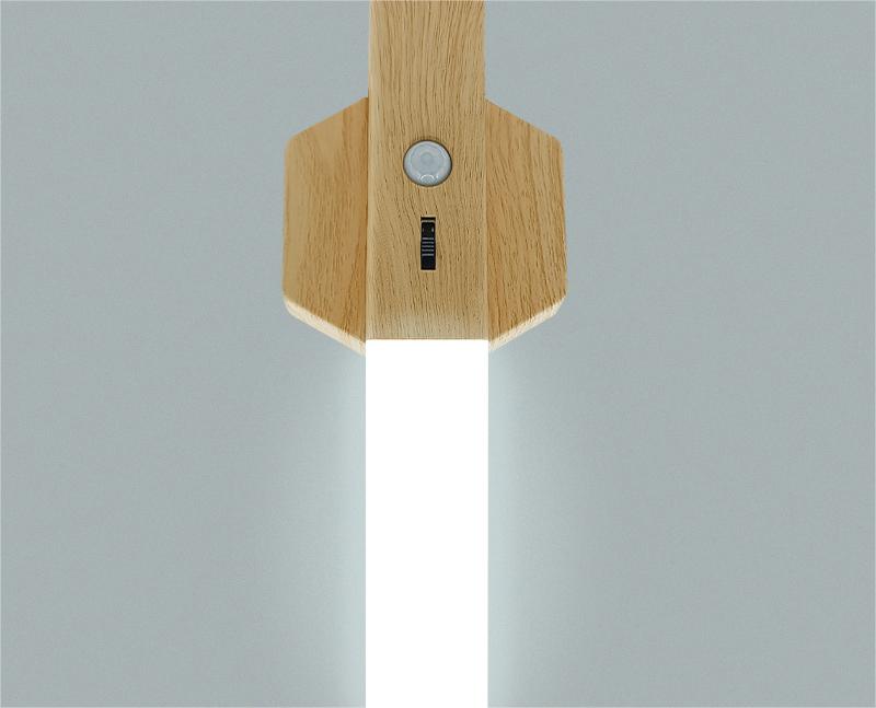 Candeeiro de Mesa em Madeira com Sensor LED – Luz Noturna Elegante para Casa