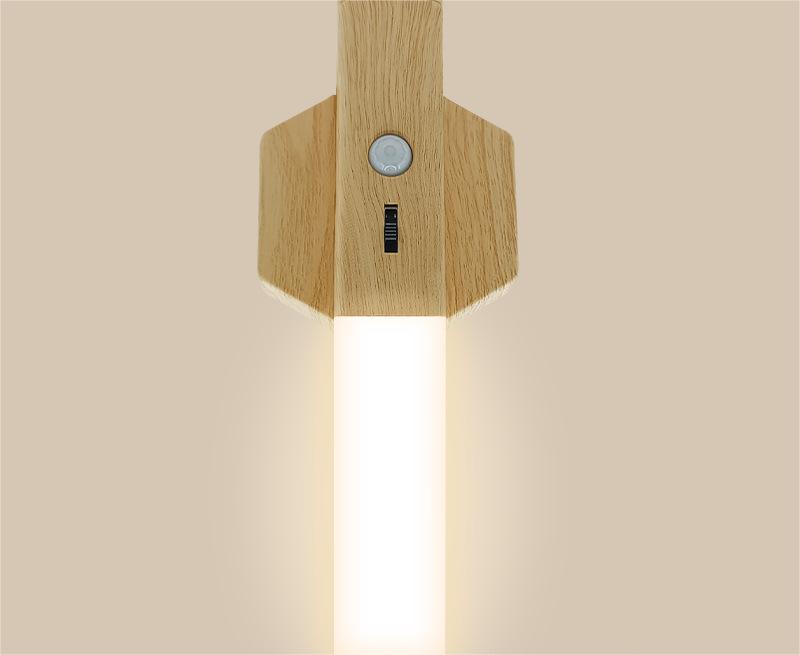Candeeiro de Mesa em Madeira com Sensor LED – Luz Noturna Elegante para Casa
